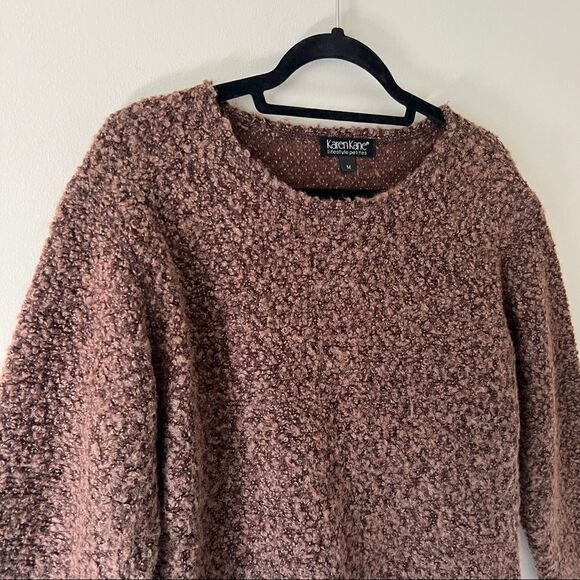 Karen Kane Brown Long Sleeve Wool Blend Crop Sweater Size Medium - Picture 4 of 9